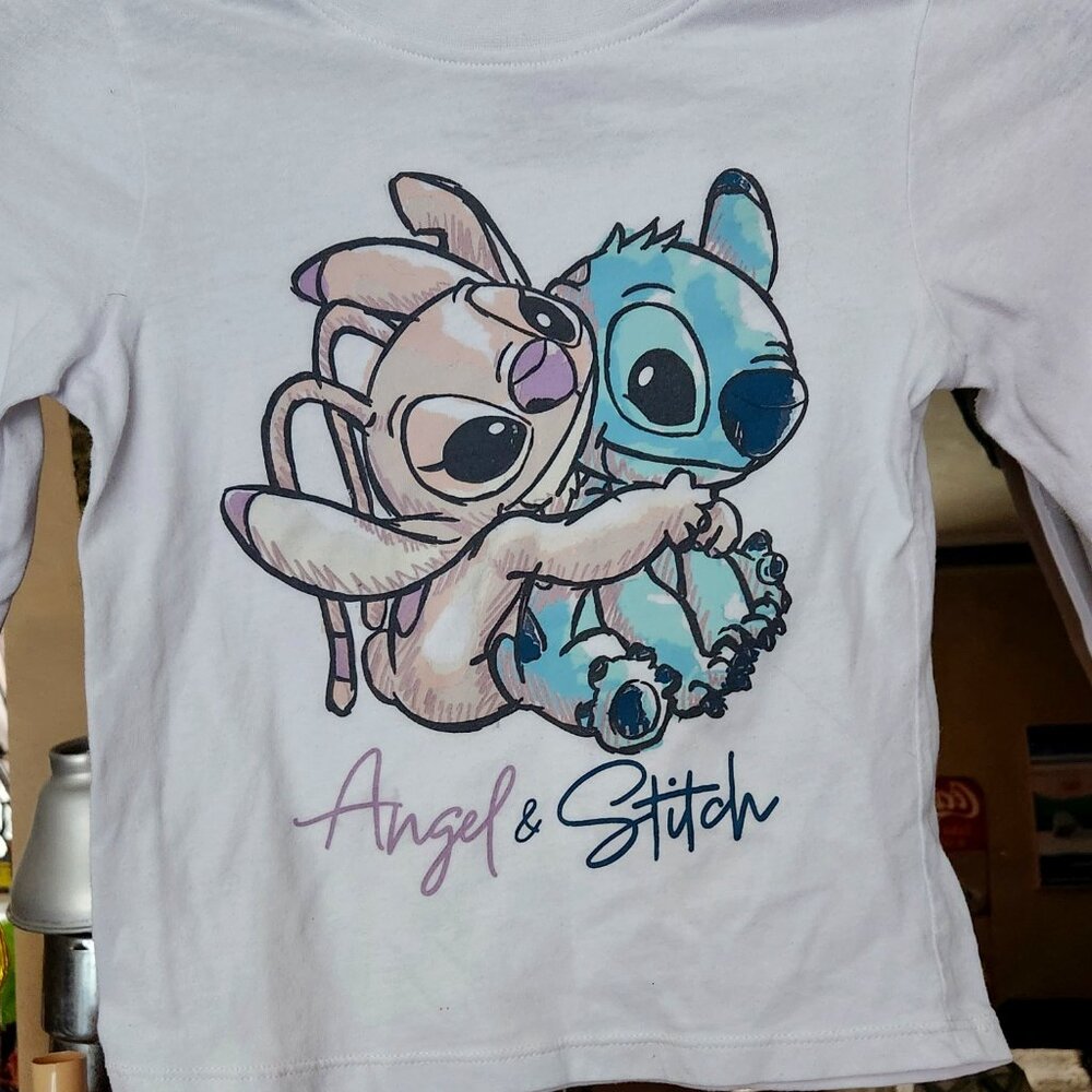 G15 Stitch & Angel Disney official popular t-shirt Sz 5/6 60% Cotton